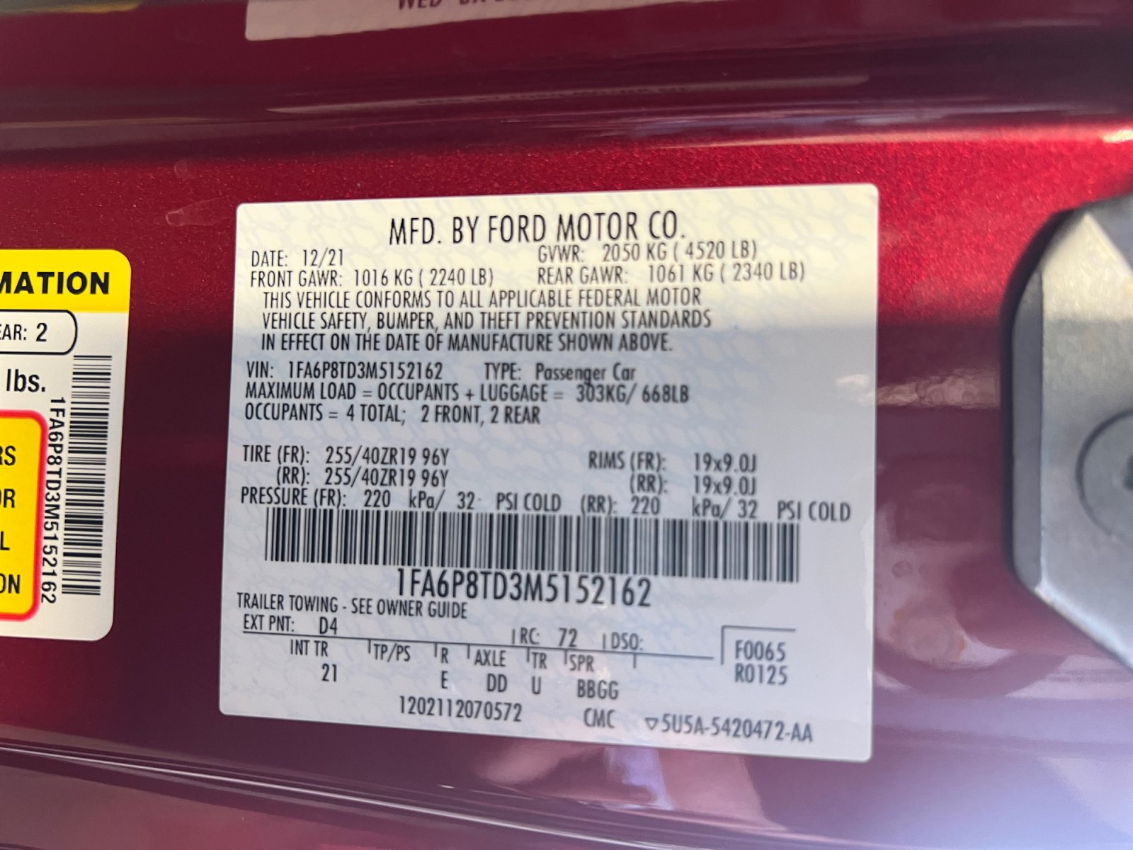 Certified 2021 Ford Mustang Coupe w/ 2.3L High Performance Package RWD image 34
