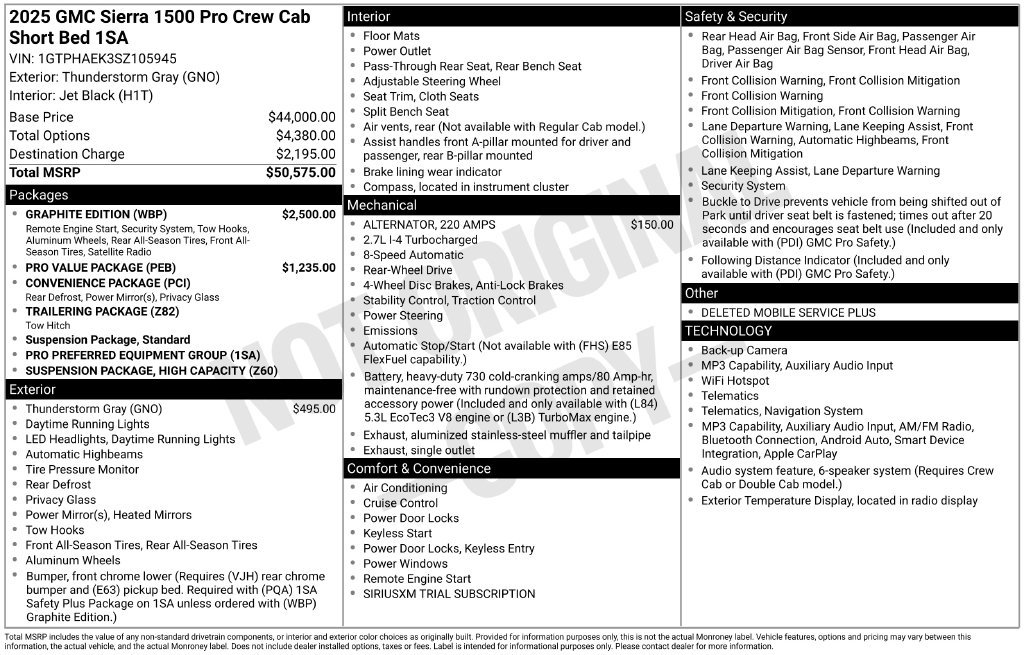 Used 2025 GMC Sierra 1500 Pro w/ Graphite Edition RWD image 2