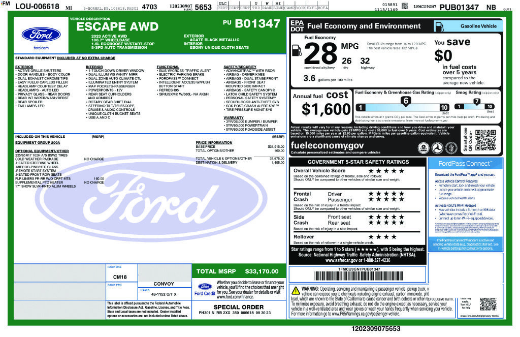 Certified 2023 Ford Escape Active AWD/4WD image 32