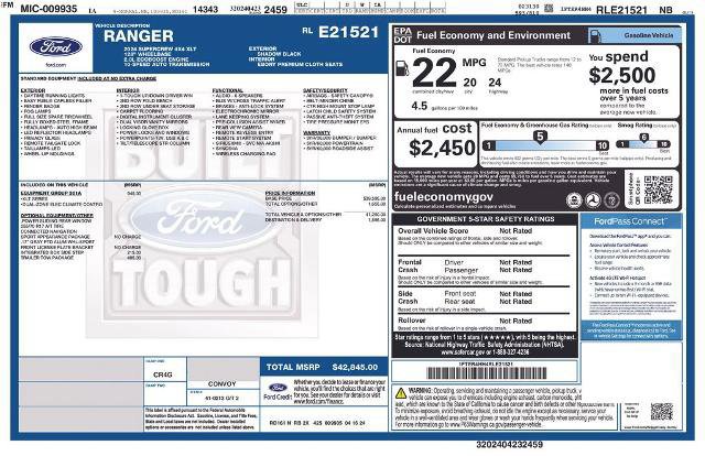 Certified 2024 Ford Ranger XLT w/ Equipment Group 301A High image 21