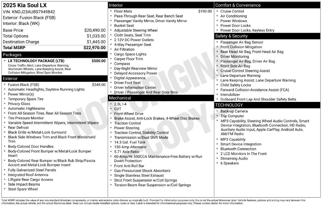 Used 2025 Kia Soul LX w/ LX Technology Package FWD image 34