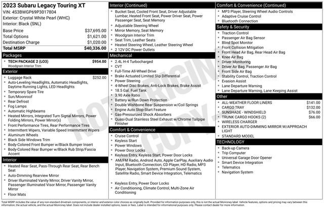 Used 2023 Subaru Legacy Touring XT w/ Tech Package 2 image 10