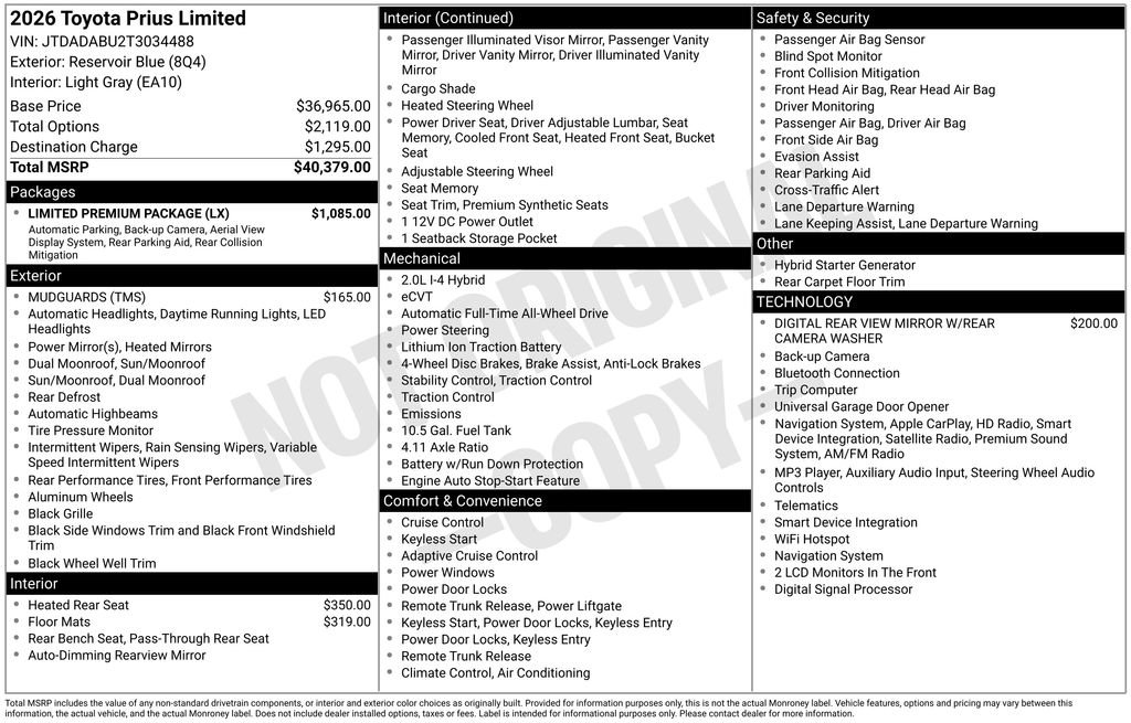 Used 2026 Toyota Prius Limited w/ Limited Premium Package AWD/4WD image 41