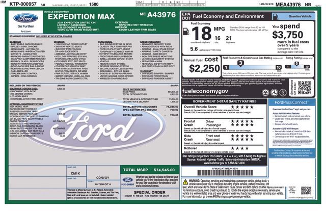Certified 2021 Ford Expedition Max Limited AWD/4WD image 45