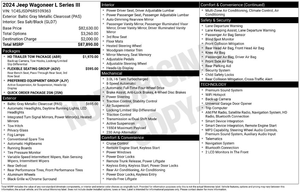 Used 2024 Jeep Wagoneer L Series III w/ HD Trailer Tow Package AWD/4WD image 7
