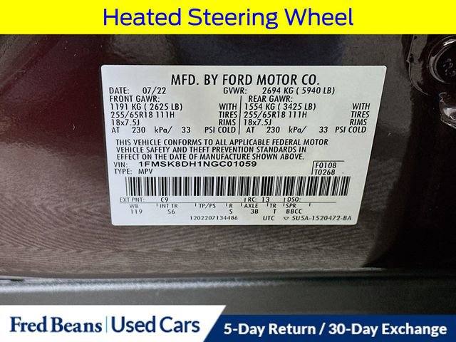 Certified 2022 Ford Explorer XLT w/ Equipment Group 202A AWD/4WD image 37