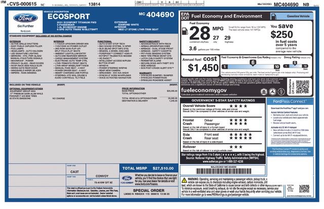 Certified 2021 Ford EcoSport Titanium FWD image 14