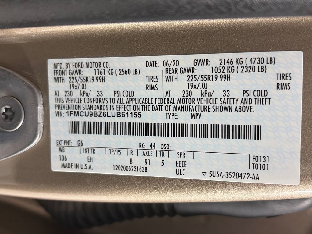 Certified 2020 Ford Escape SE Sport AWD/4WD image 9