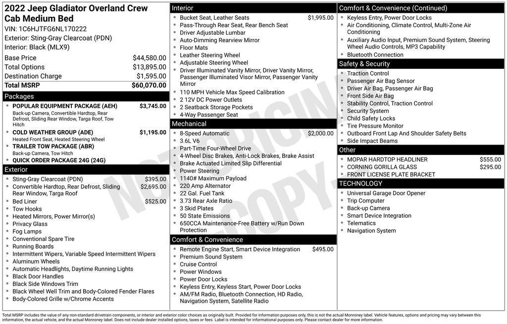 Used 2022 Jeep Gladiator Overland w/ Popular Equipment Package AWD/4WD image 5