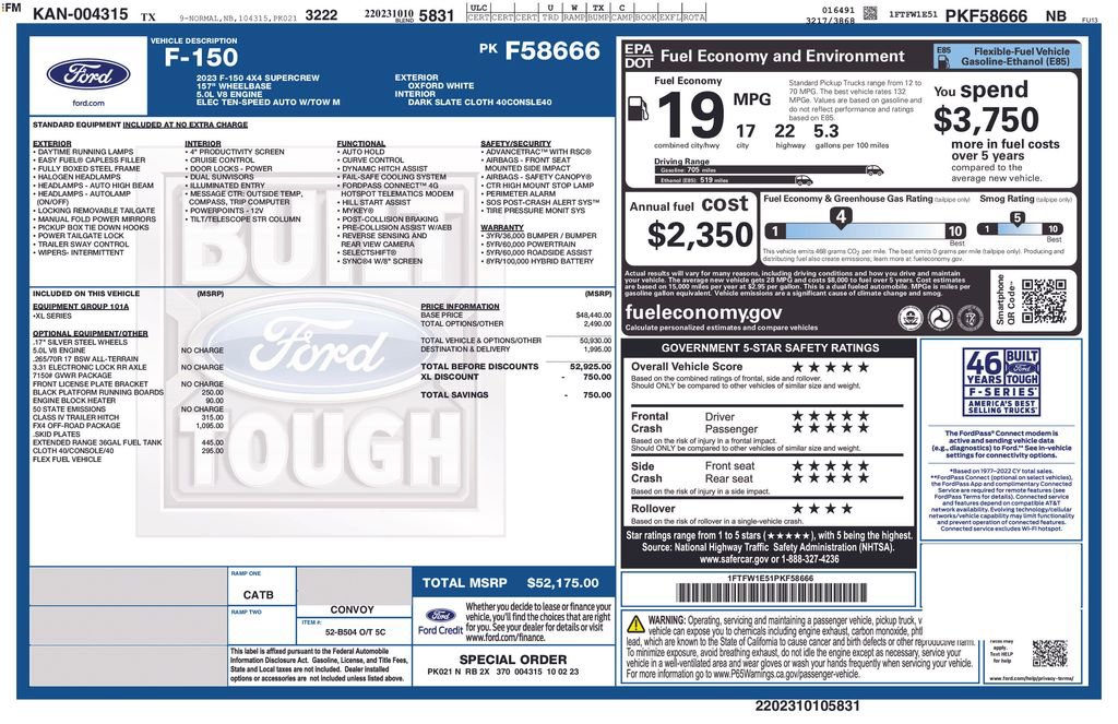 Certified 2023 Ford F150 XL w/ FX4 Off-Road Package image 53