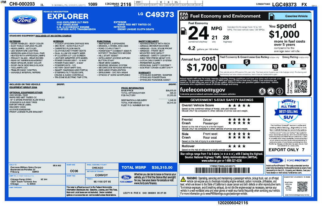 Certified 2020 Ford Explorer XLT RWD image 34