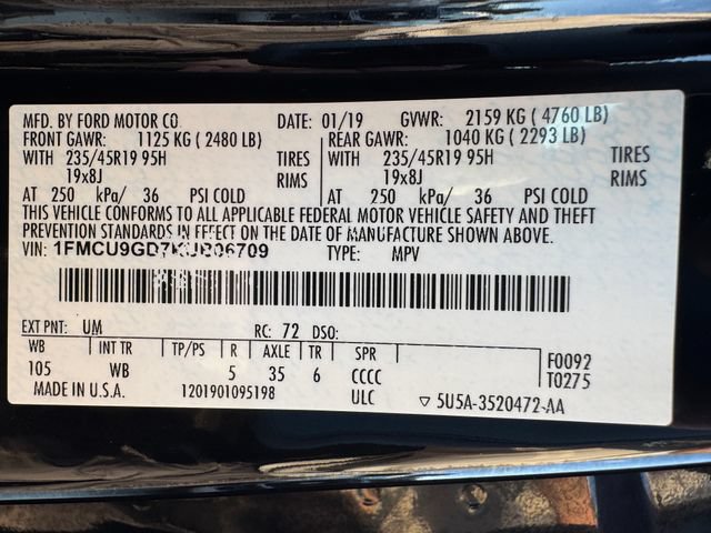 Certified 2019 Ford Escape SE AWD/4WD image 28