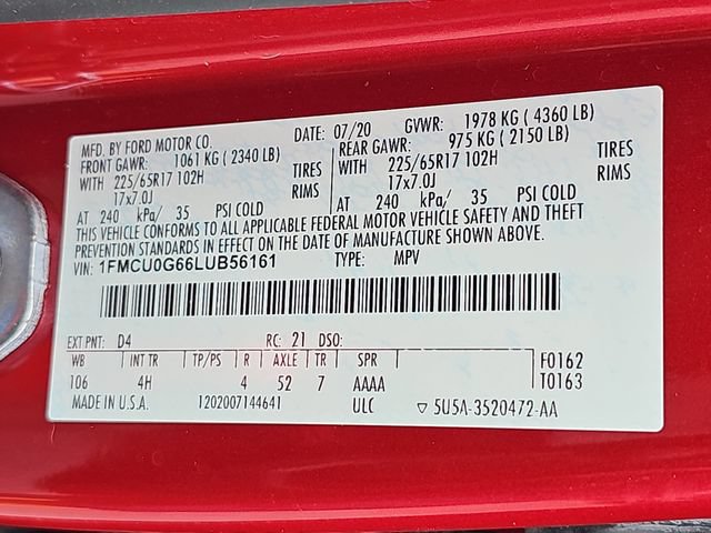 Certified 2020 Ford Escape SE FWD image 37