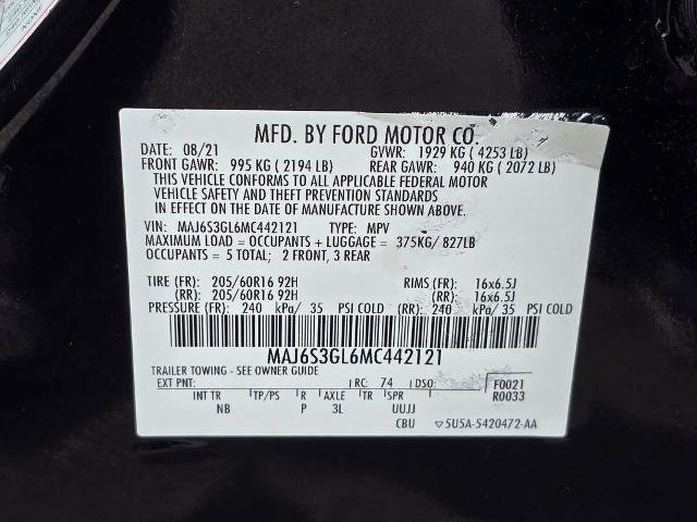 Certified 2021 Ford EcoSport SE w/ Interior Protection Package AWD/4WD image 32