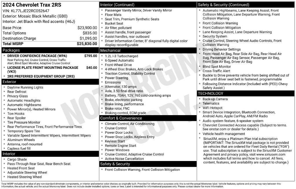 Used 2024 Chevrolet Trax RS w/ Driver Confidence Package FWD image 31