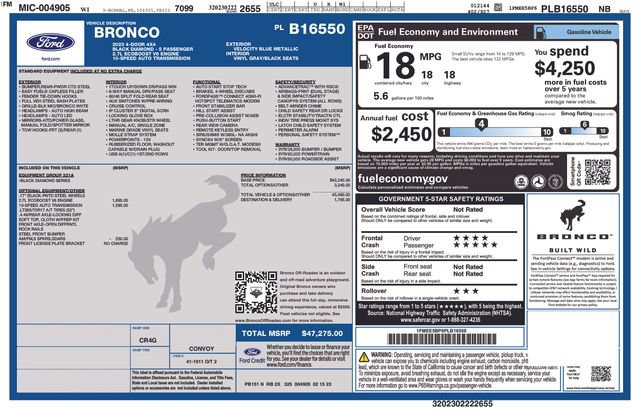 Certified 2023 Ford Bronco Black Diamond AWD/4WD image 54