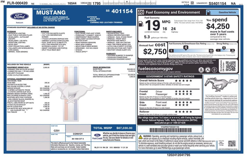 Certified 2025 Ford Mustang GT Premium RWD image 28