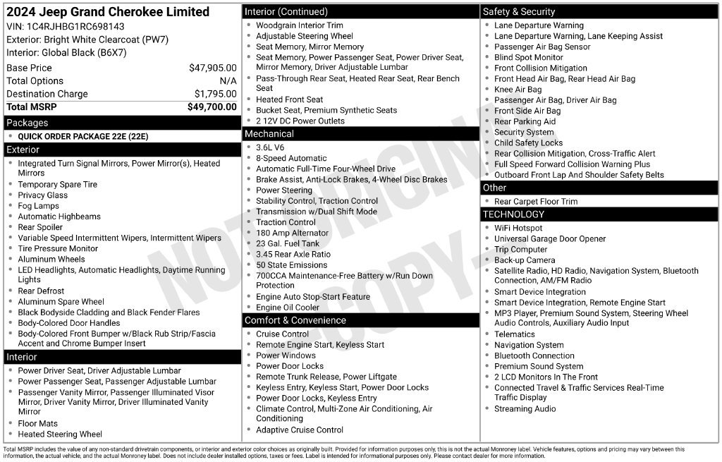 Used 2024 Jeep Grand Cherokee Limited AWD/4WD image 44