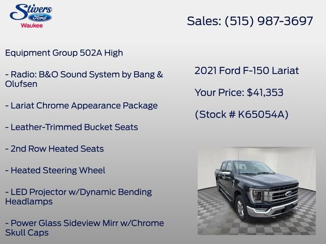 Certified 2021 Ford F150 Lariat w/ Equipment Group 502A High image 15