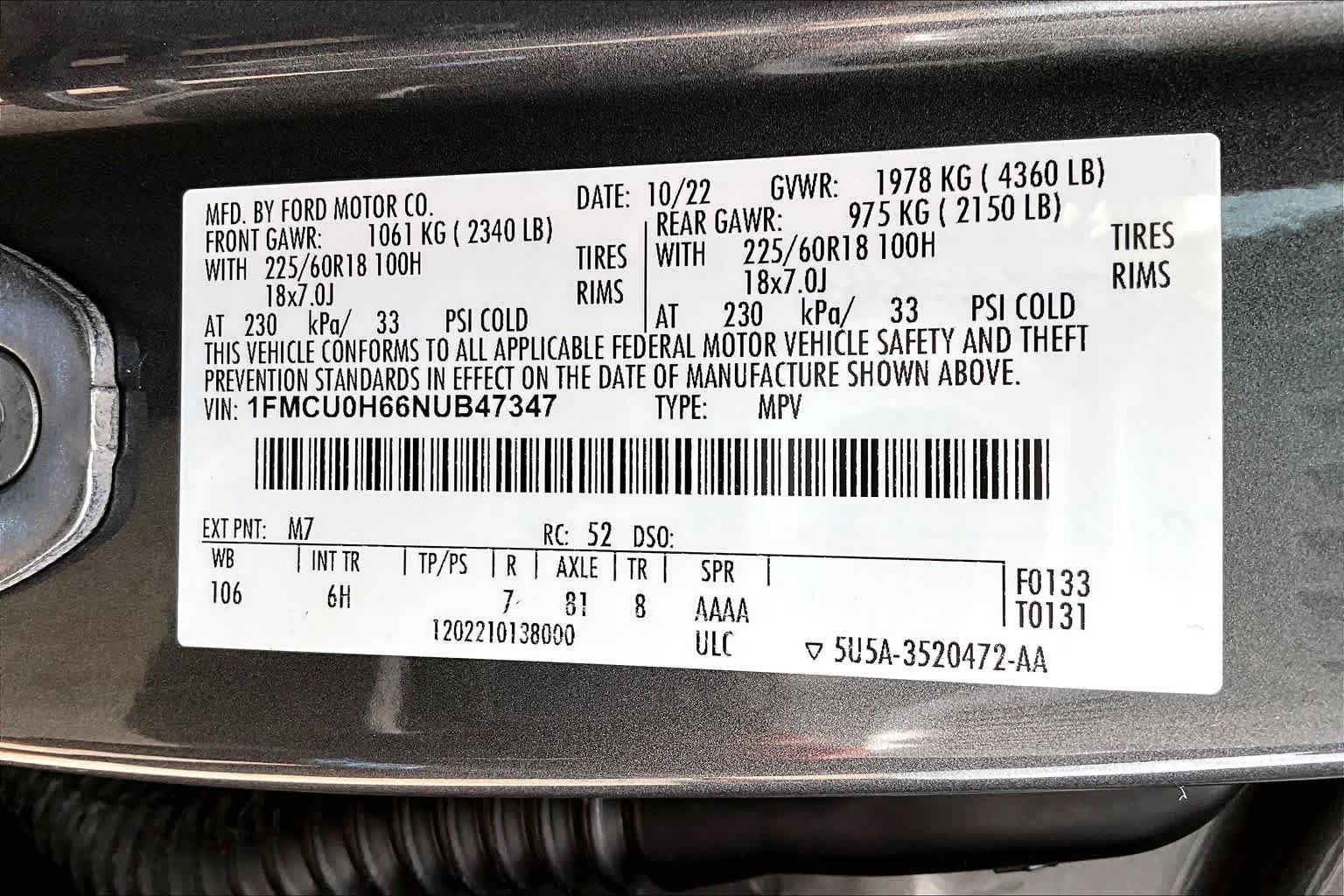 Certified 2022 Ford Escape SEL w/ Technology Package FWD image 34