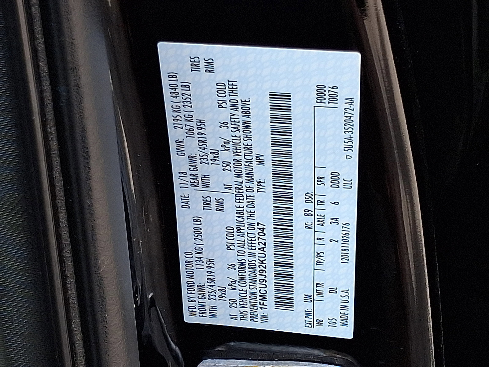 Certified 2019 Ford Escape Titanium AWD/4WD image 26