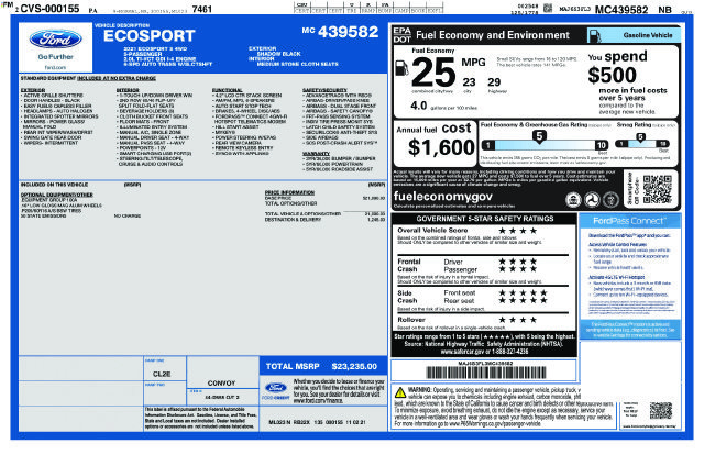 Certified 2021 Ford EcoSport S AWD/4WD image 37