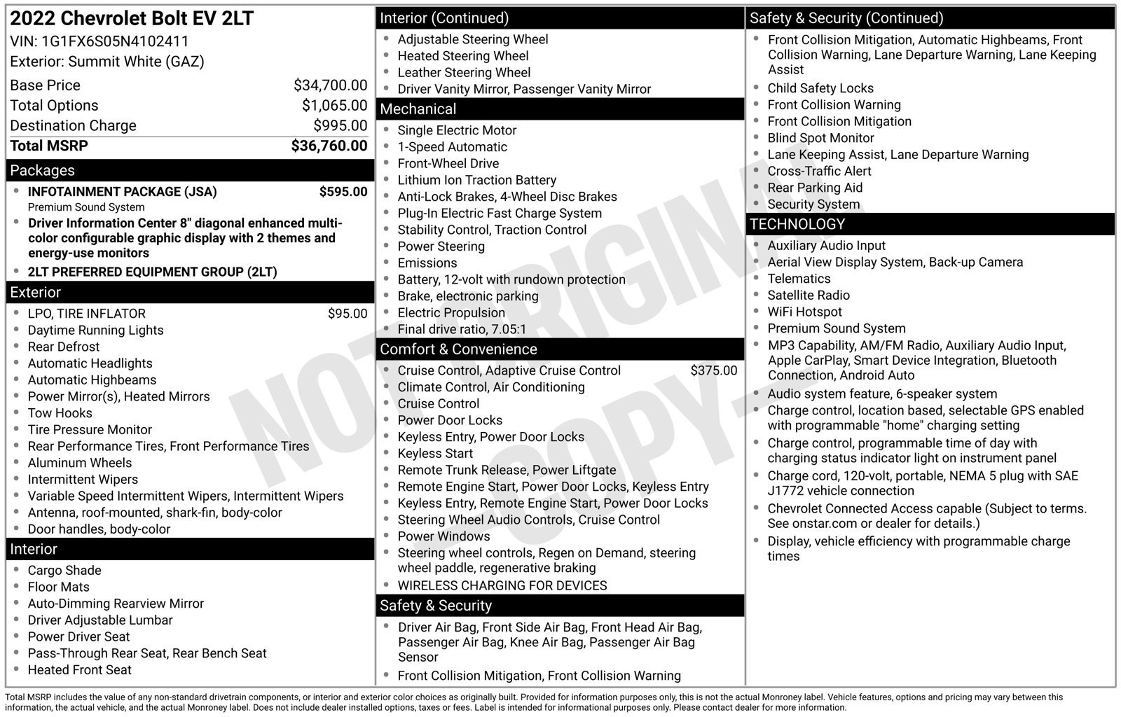 Used 2022 Chevrolet Bolt LT w/ Infotainment Package FWD image 33