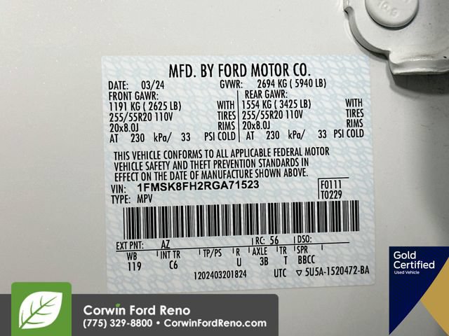 Certified 2024 Ford Explorer Limited w/ Limited Technology Package AWD/4WD image 39