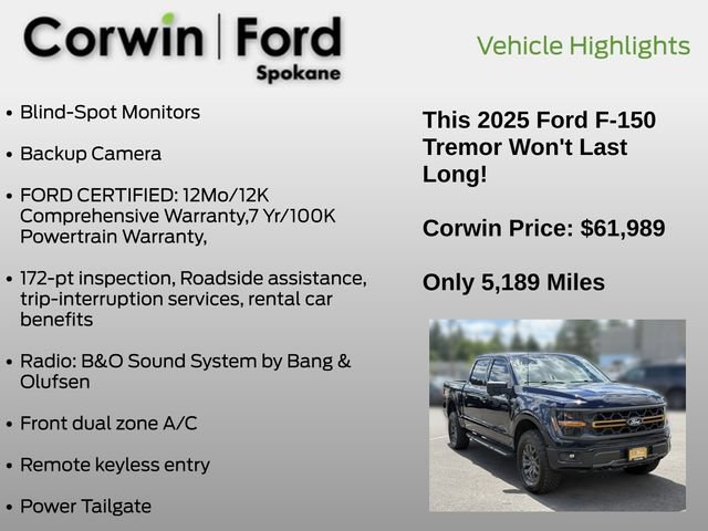 Certified 2025 Ford F150 Tremor w/ Bed Utility Package AWD/4WD image 7