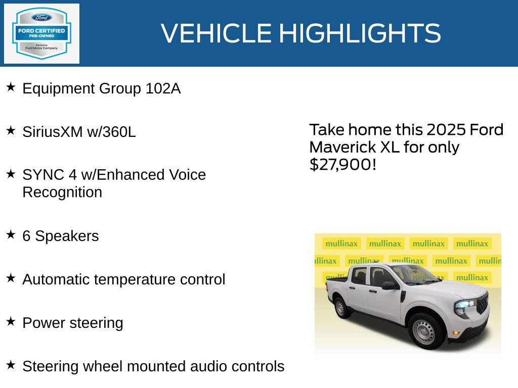 Certified 2025 Ford Maverick XL w/ Equipment Group 102A AWD/4WD image 22