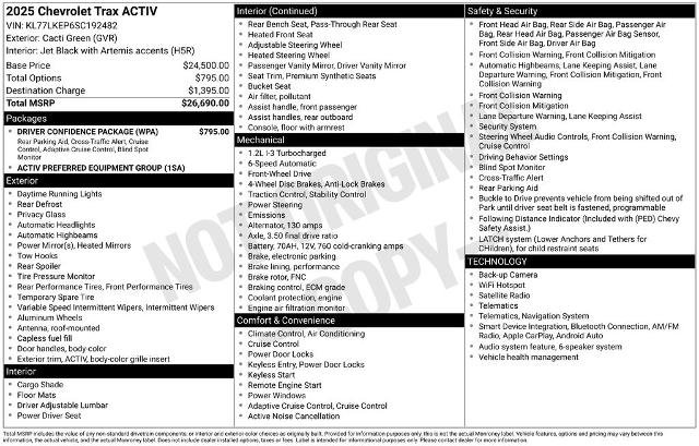 Used 2025 Chevrolet Trax ACTIV w/ Driver Confidence Package FWD image 2