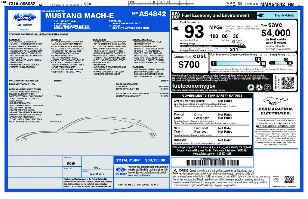 Certified 2021 Ford Mustang Mach-E Select w/ Comfort/Technology Package AWD/4WD image 47