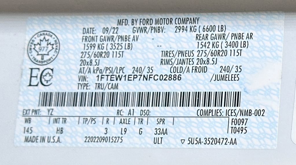 Certified 2022 Ford F150 Lariat w/ Equipment Group 502A High image 63