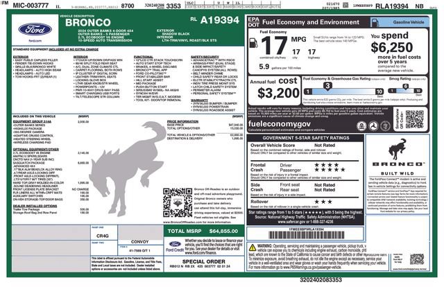 Certified 2024 Ford Bronco Outer Banks w/ Sasquatch Package AWD/4WD image 3