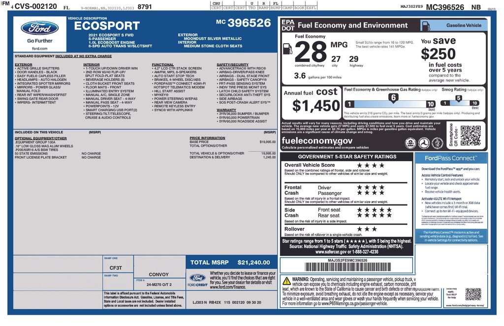 Certified 2021 Ford EcoSport S FWD image 5