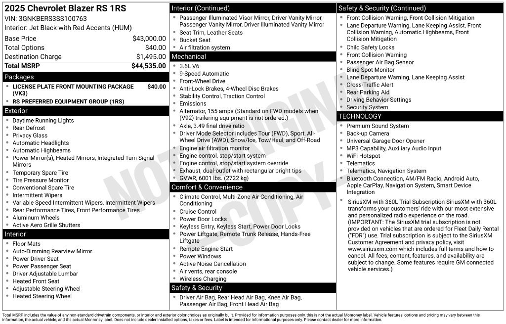 Used 2025 Chevrolet Blazer RS FWD image 38