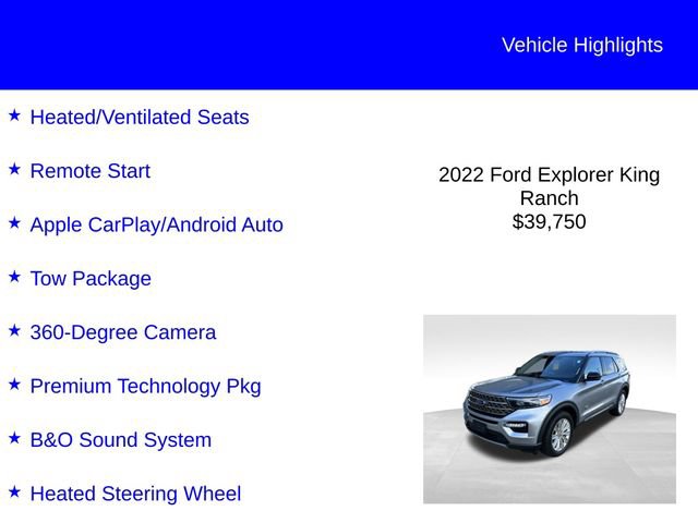 Certified 2022 Ford Explorer King Ranch w/ Premium Technology Package AWD/4WD image 2