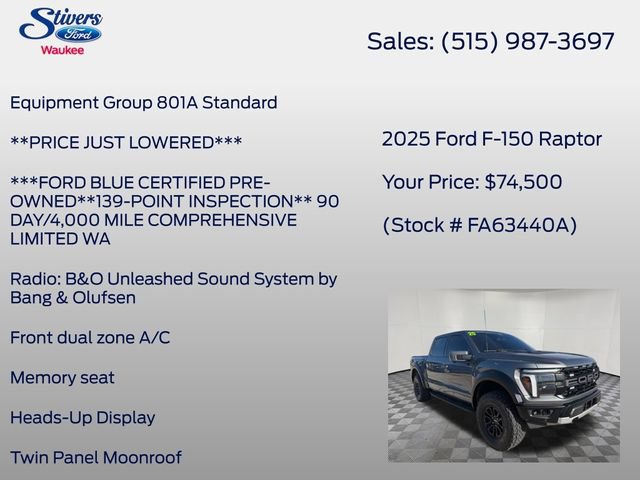 Certified 2025 Ford F150 Raptor AWD/4WD image 8