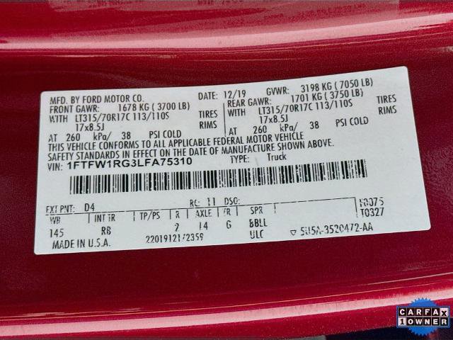 Certified 2020 Ford F150 Raptor w/ Equipment Group 801A Mid image 33