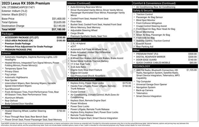 Used 2023 Lexus RX 350h w/ Accessory Package (2T) AWD/4WD image 30