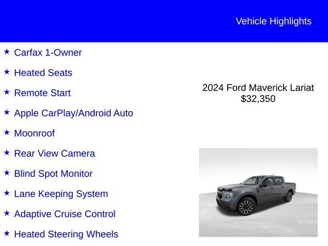 Certified 2024 Ford Maverick Lariat w/ 4K Tow Package AWD/4WD image 3