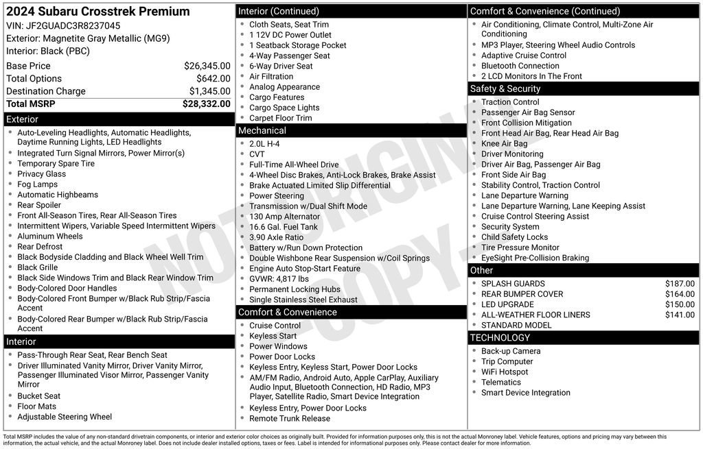 Used 2024 Subaru Crosstrek 2.0i Premium AWD/4WD image 35