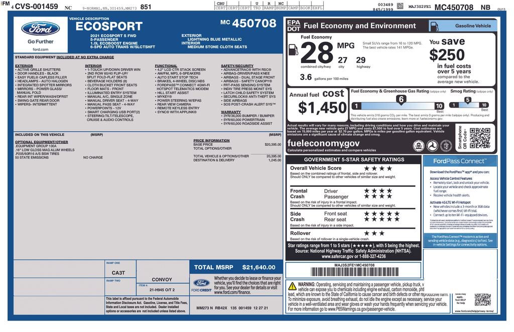 Certified 2021 Ford EcoSport S image 5