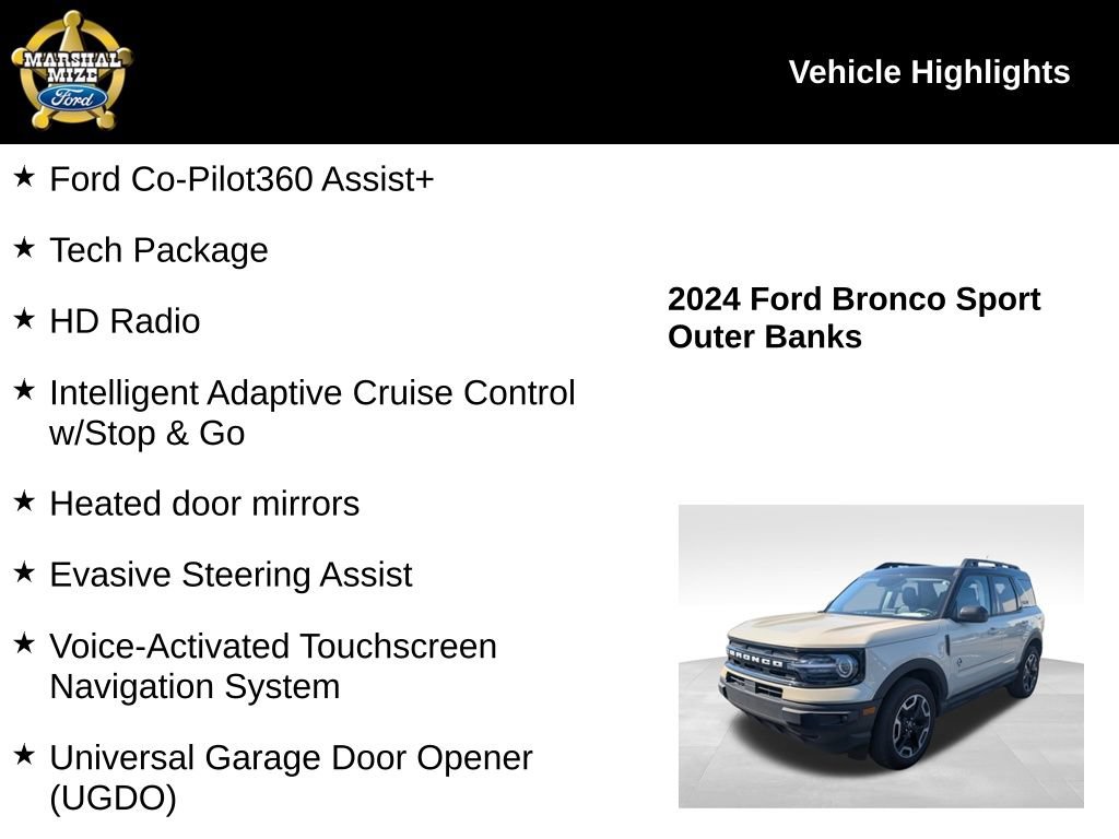 Certified 2024 Ford Bronco Sport Outer Banks w/ Tech Package AWD/4WD image 2