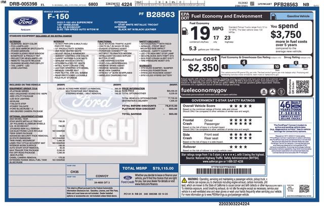 Certified 2023 Ford F150 Platinum w/ Equipment Group 701A High AWD/4WD image 2