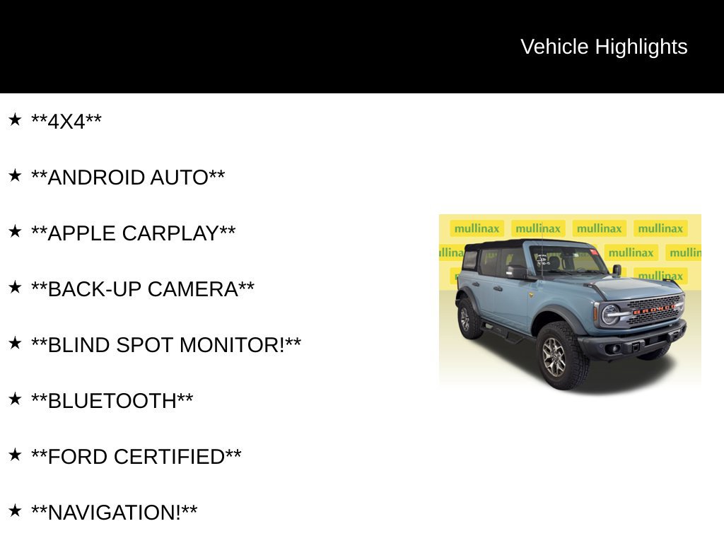Certified 2022 Ford Bronco Badlands AWD/4WD image 13