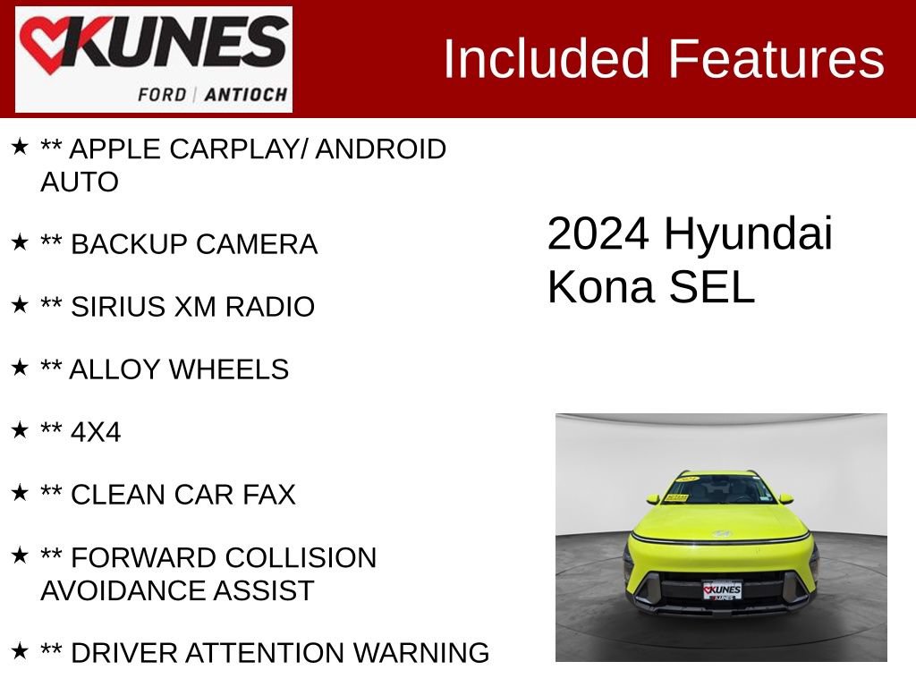 Used 2024 Hyundai Kona SEL AWD/4WD image 3