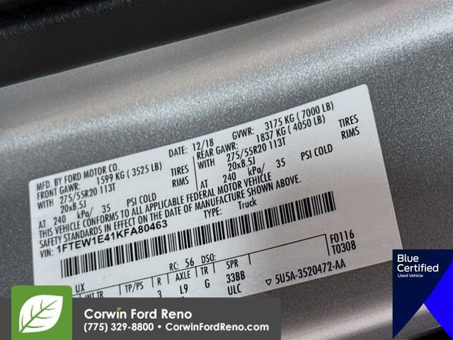 Certified 2019 Ford F150 Lariat w/ Equipment Group 502A Luxury AWD/4WD image 36