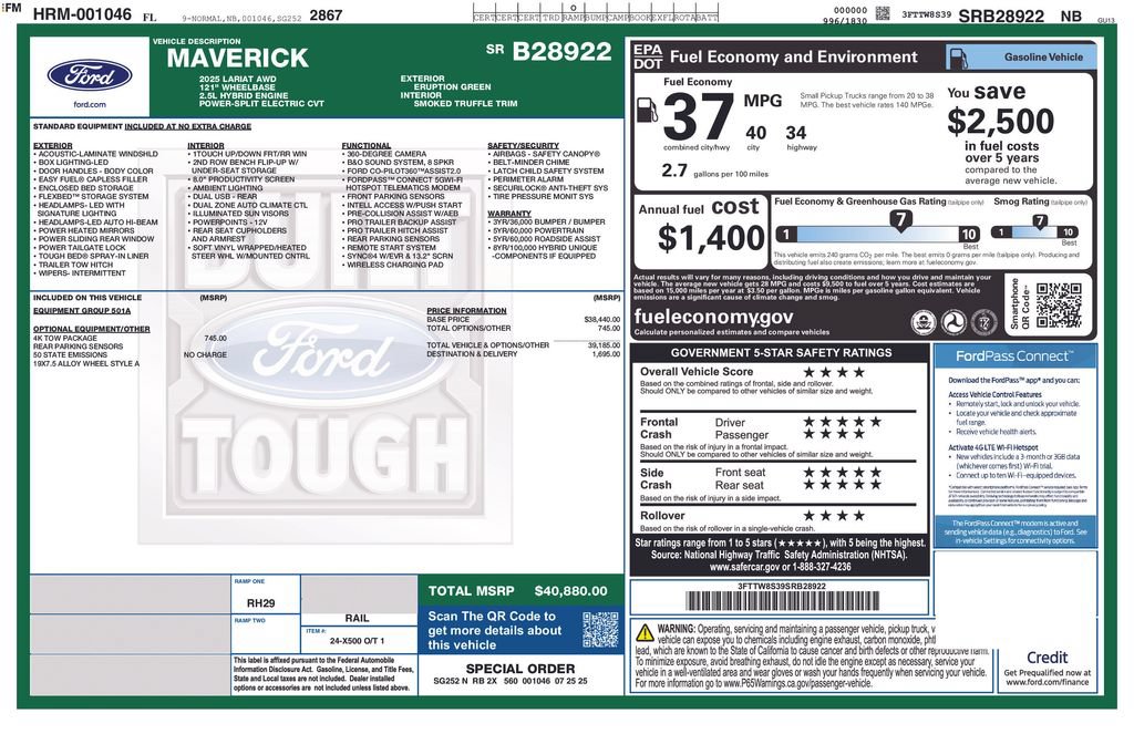 Certified 2025 Ford Maverick Lariat w/ 4K Tow Package AWD/4WD image 5