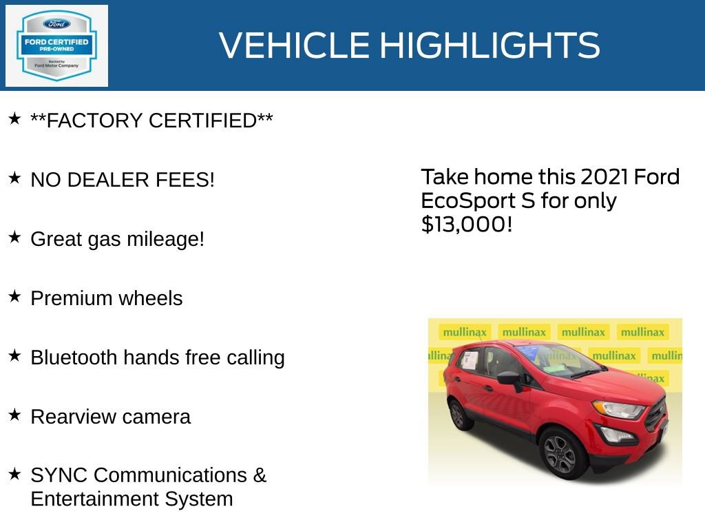 Certified 2021 Ford EcoSport S FWD image 11